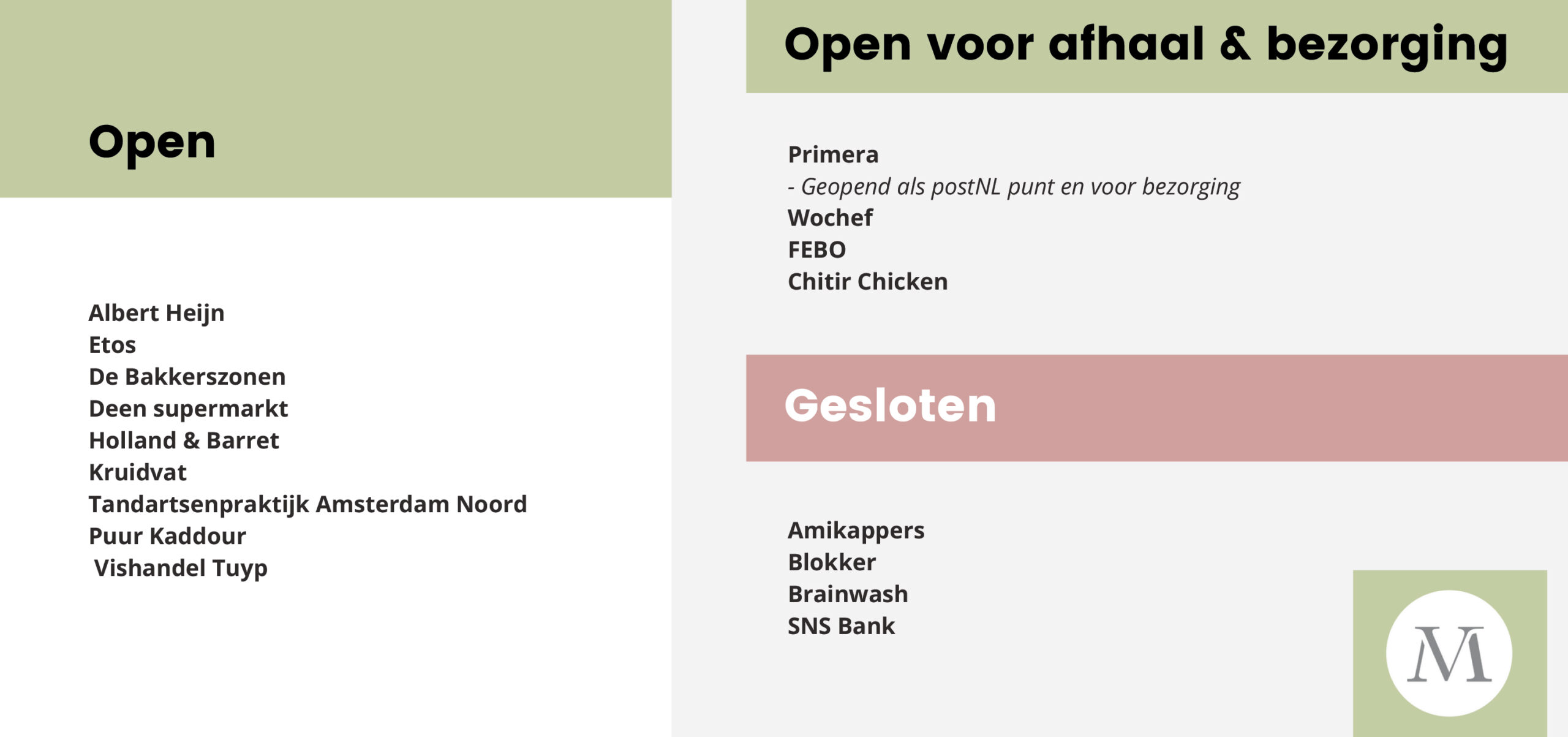 Corona Update Mosveld Mosveld